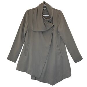 Garnet Hill Asymmetric Draped‎ Jacket Sz 4 Gray Tencel Flowy Lagenlook Neutral